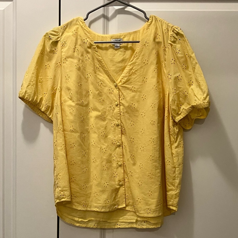100% cotton yellow J.Crew eyelet top - never worn! NWOT